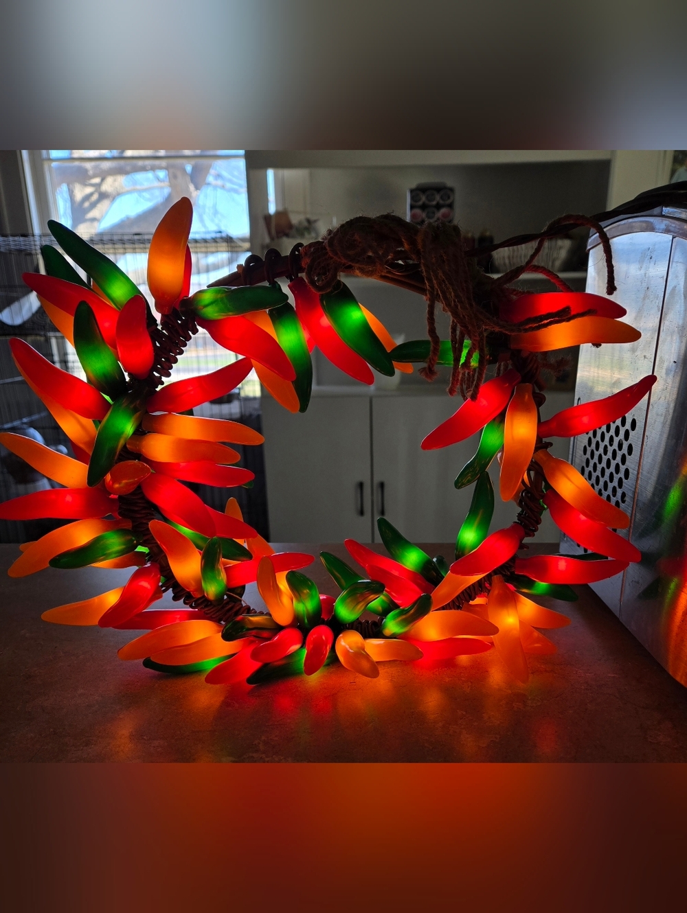 Light Up Chili Pepper Wreath
